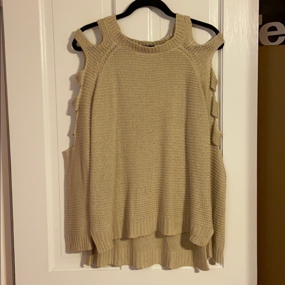 Tan strappy arm detail sweater